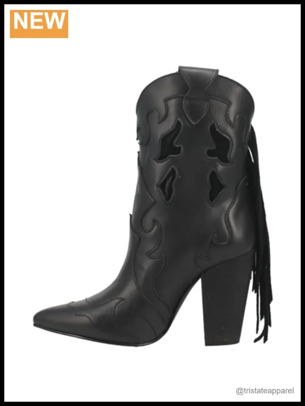 Dingo Leather Ankle Booties Snip Toe Block Heel Fringe Pull-On